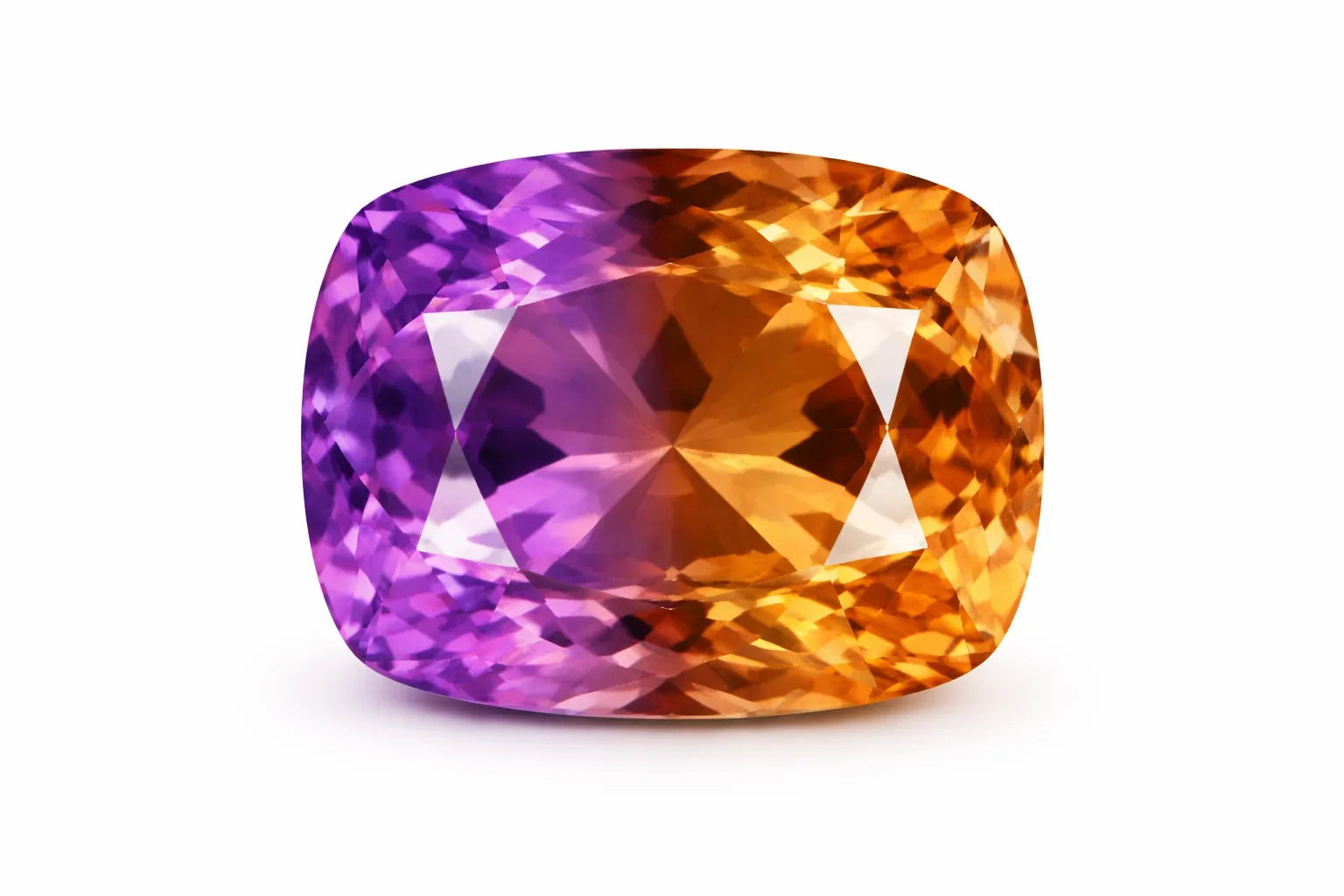 Natural loose ametrine gemstone with purple and golden hues