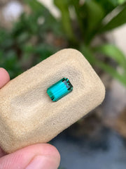 Emerald cut bluish green Afghan tourmaline