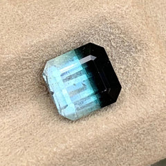 Untreated black and blue Emerald Cut Tourmaline