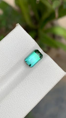 Natural blue green bicolor Tourmaline Emerald Cut