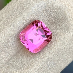 Untreated soft pink tourmaline gemstone measuring 6.7 mm
