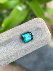 Natural 2 ct blue Tourmaline cushion cut for custom jewelry