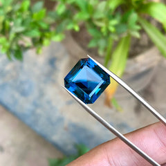22.40 Ct London Blue Topaz – Asscher Cut Loose Gemstone