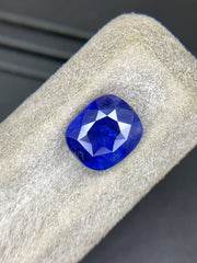 GIL certified royal blue sapphire cushion cut gemstone