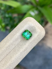 Natural green tourmaline loose gemstone front view