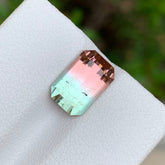 3.70 Carats Bicolor Tourmaline Emerald Cut - Loose Afghan Multicolor Gemstone
