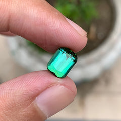 2.45 Carats Bluish Green Tourmaline - Loose Cushion Shape Afghan Stone