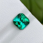 natural bluish green tourmaline cushion cut