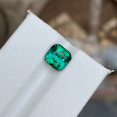 2.35 Carats Bluish Green Tourmaline Cushion Cut - Natural Loose Afghan Gemstone