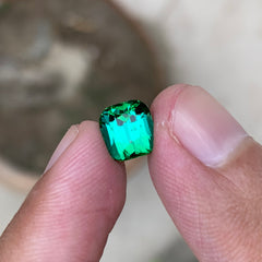 2.85 Carats Bluish Green Tourmaline Cushion Shape - Natural Loose Afghan Gemstone