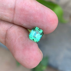 1.65 Carats Mint Green Tourmaline Cushion Cut - Natural Loose Afghan Gemstone For Jewelry