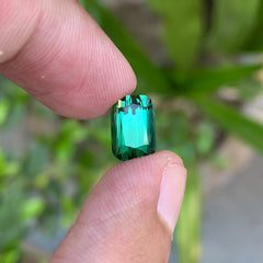 3.45 Carats Natural Bluish Green Tourmaline Cushion Shape Loupe Clean Stone