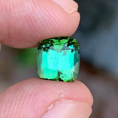 2.70 Carats Natural Lagoon Shade Green Tourmaline Cushion Shape Gemstone