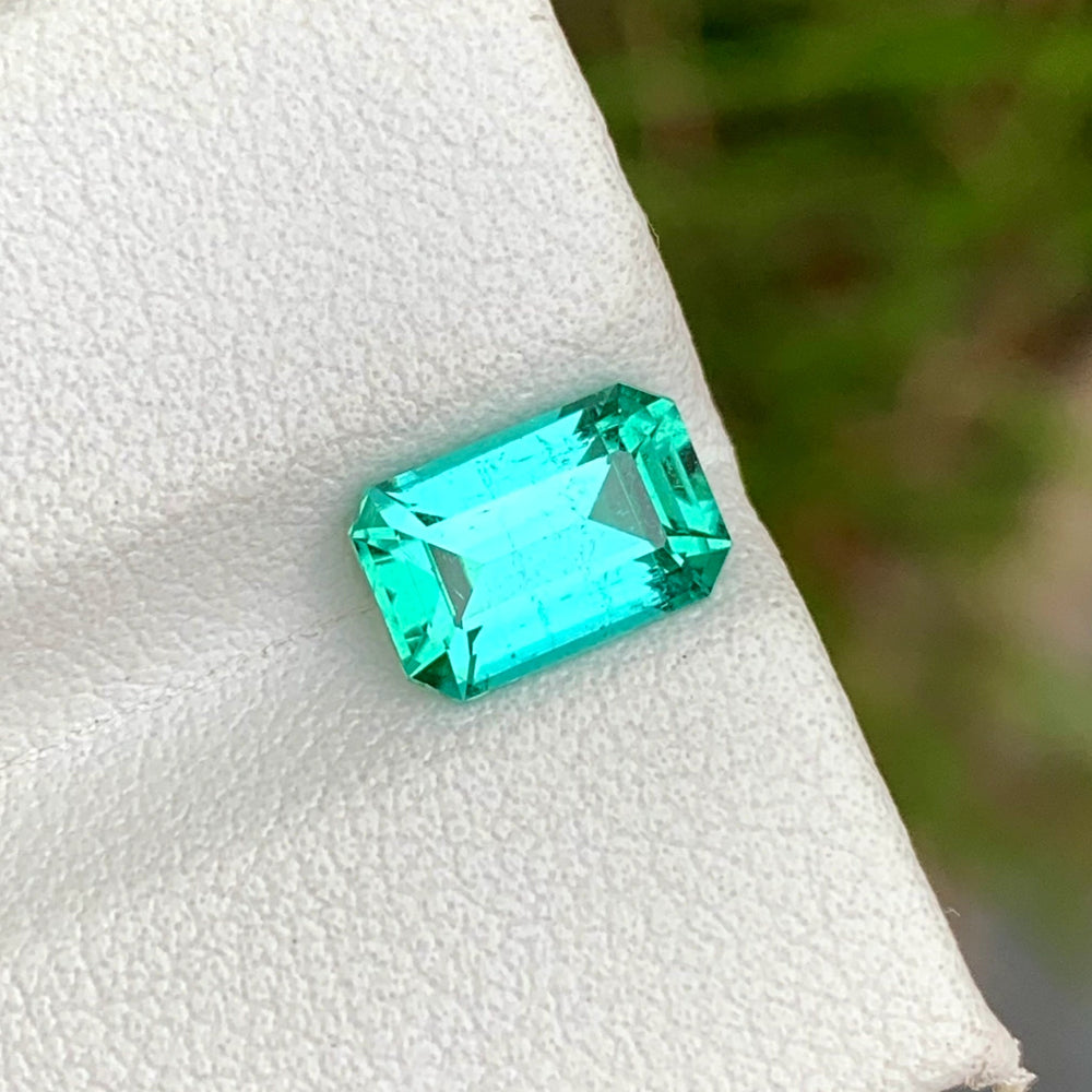1.65 Carats Lagoon Color Tourmaline Stone Emerald Cut - Natural Loose Afghan Stone