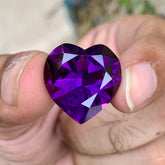 natural african amethyst heart cut large purple stone