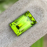 3.80 Ct Bright Green Peridot – Baguette Cut Loose Gemstone