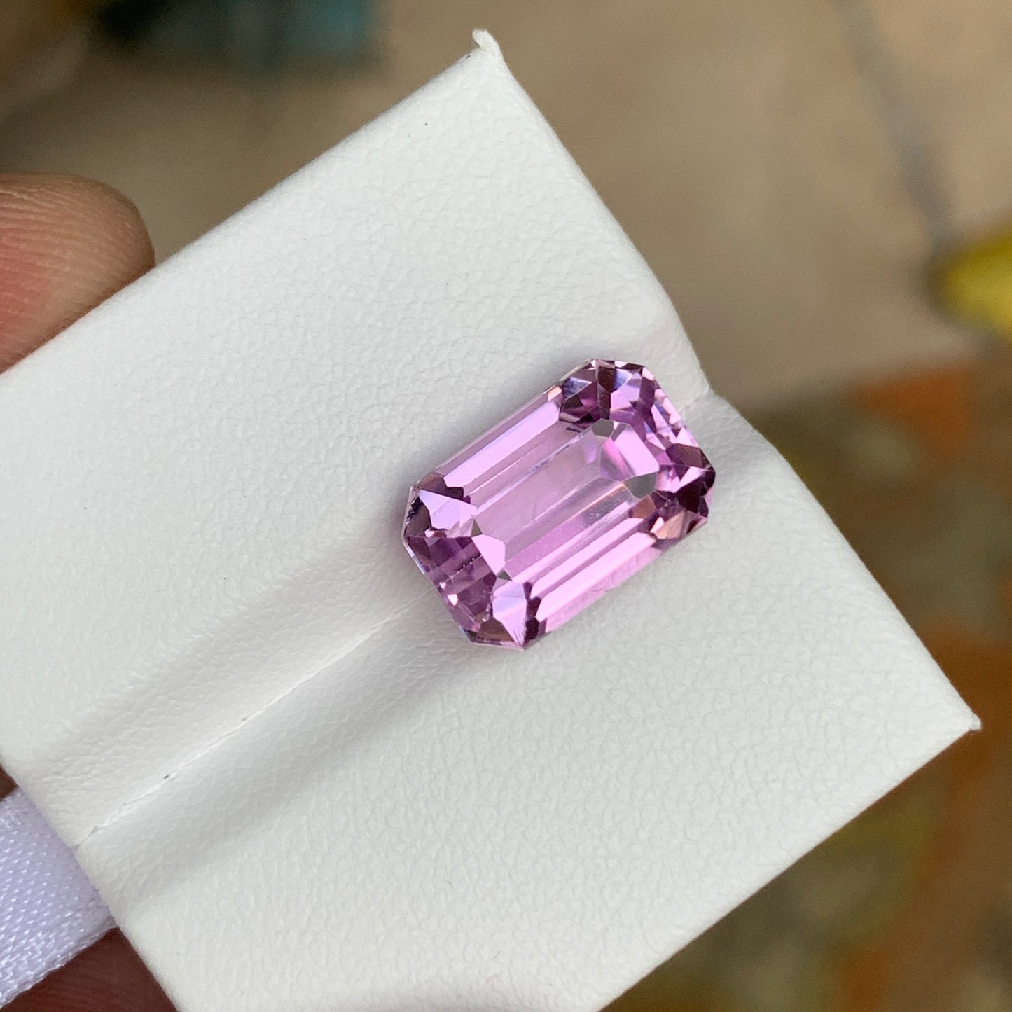 7.70 Carats Emerald Cut Kunzite Stone