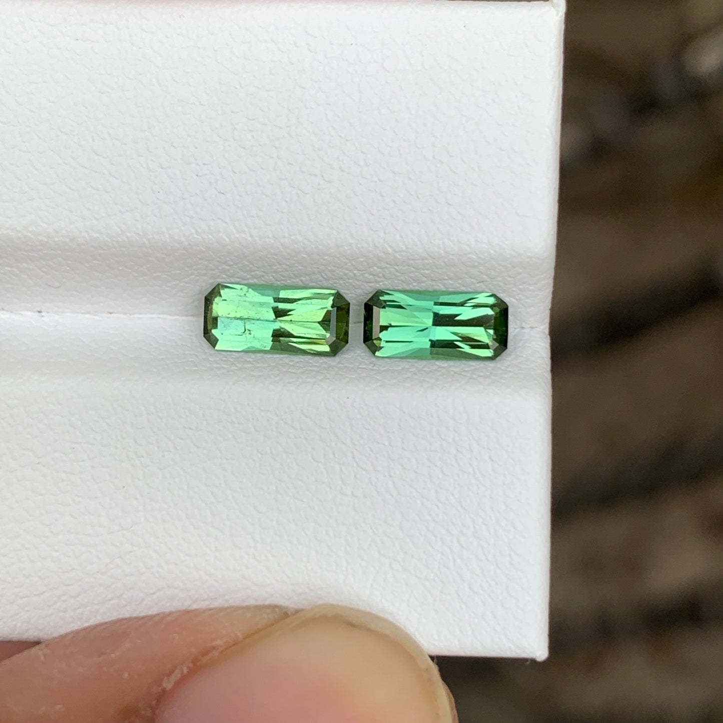 1.55 Carats Green Tourmaline Pair Scissor Cut