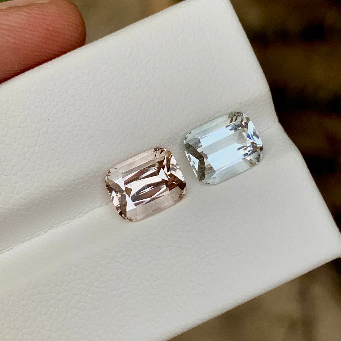 Morganite & Aquamarine Pair | Reverse