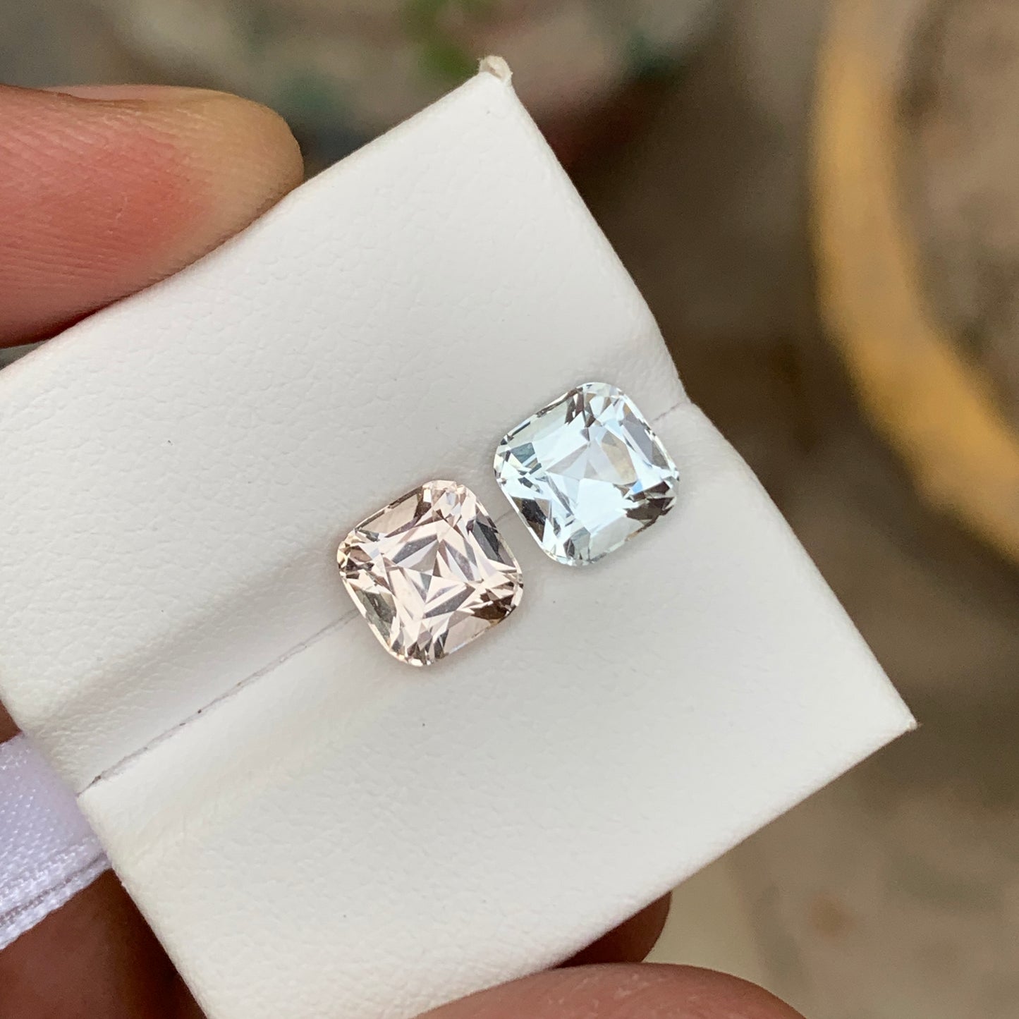 Morganite & Aquamarine Reverse Pair