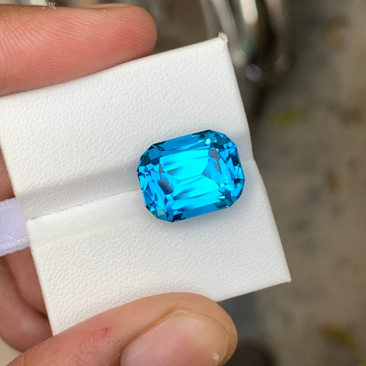 12.40 Ct Cushion Cut Electric Blue Topaz | Natural Loose Blue Topaz Gemstone