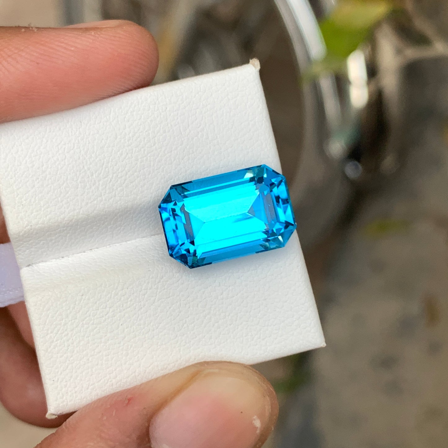 12.45 Ct Emerald Cut Electric Blue Topaz | Natural Loose Blue Topaz Gemstone
