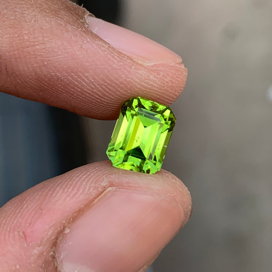 3.15 Ct Emerald Cut Loose Peridot Stone | Natural Peridot Gemstone for Sale