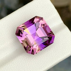 Large square cut Ametrine with amethyst and citrine colors