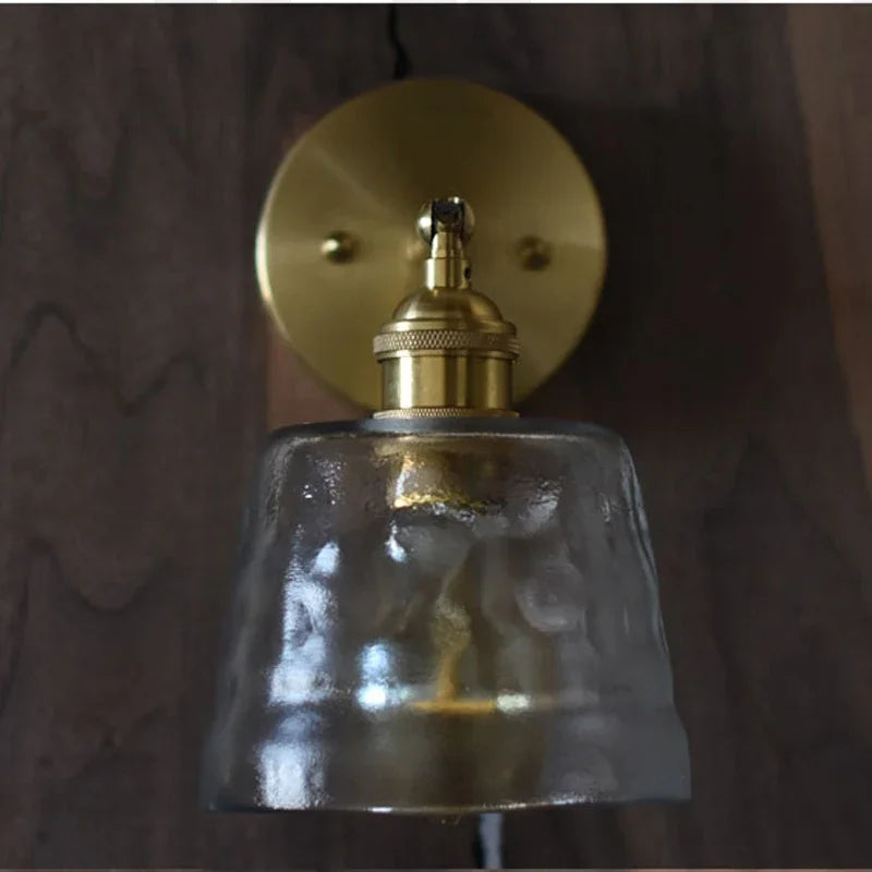 frosted hammered glass wall sconce lamp handmade nordic crystal dinning room hotel bar restaurant luxury copper brass cafe lamp