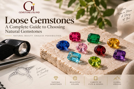 Loose gemstones guide featuring natural colorful gemstones, cuts and shapes by Gemstones Island