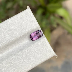 Cushion cut pinkish purple spinel gemstone