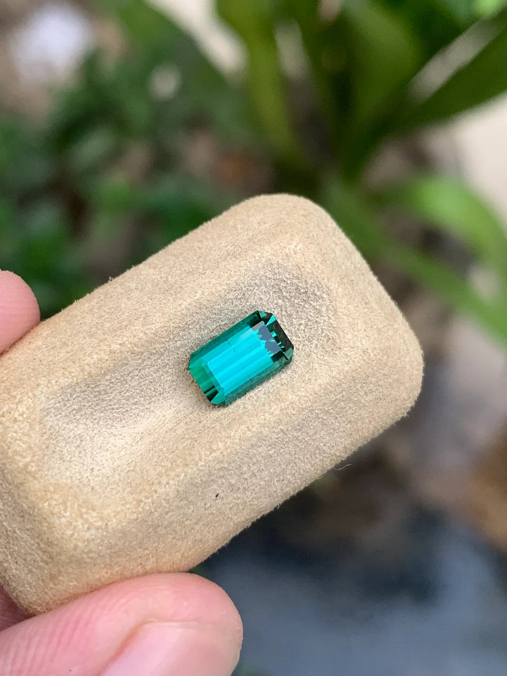 Emerald cut bluish green Afghan tourmaline