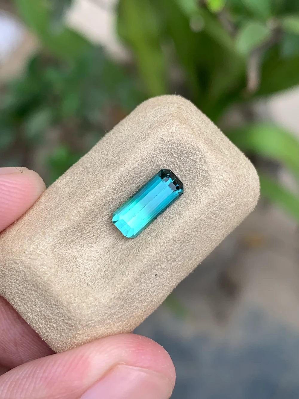 Natural Emerald Cut bicolor Tourmaline gemstone