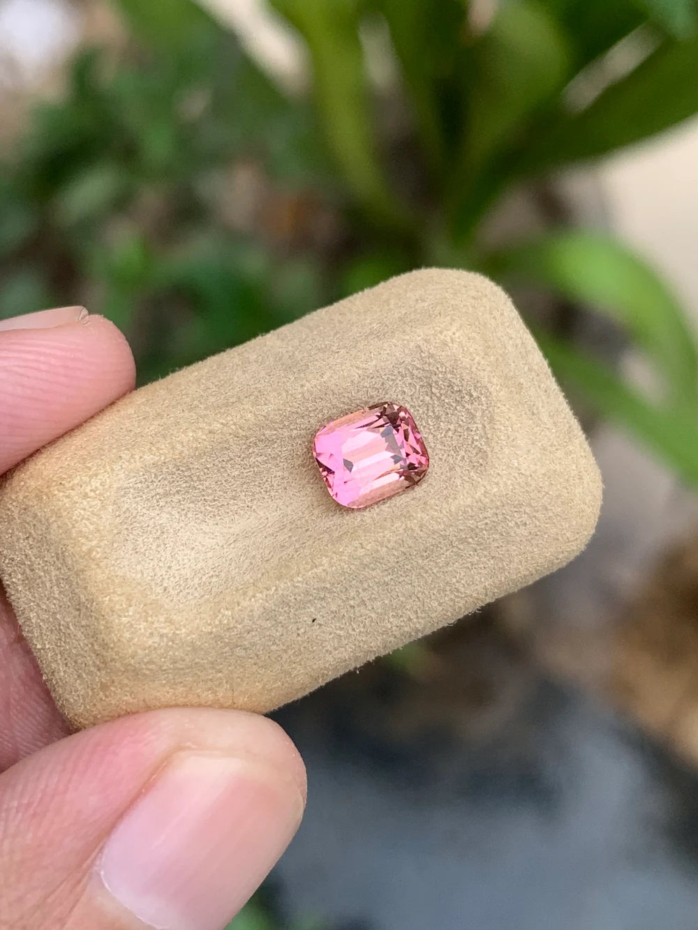 1.25 Ct baby pink tourmaline cushion cut gemstone