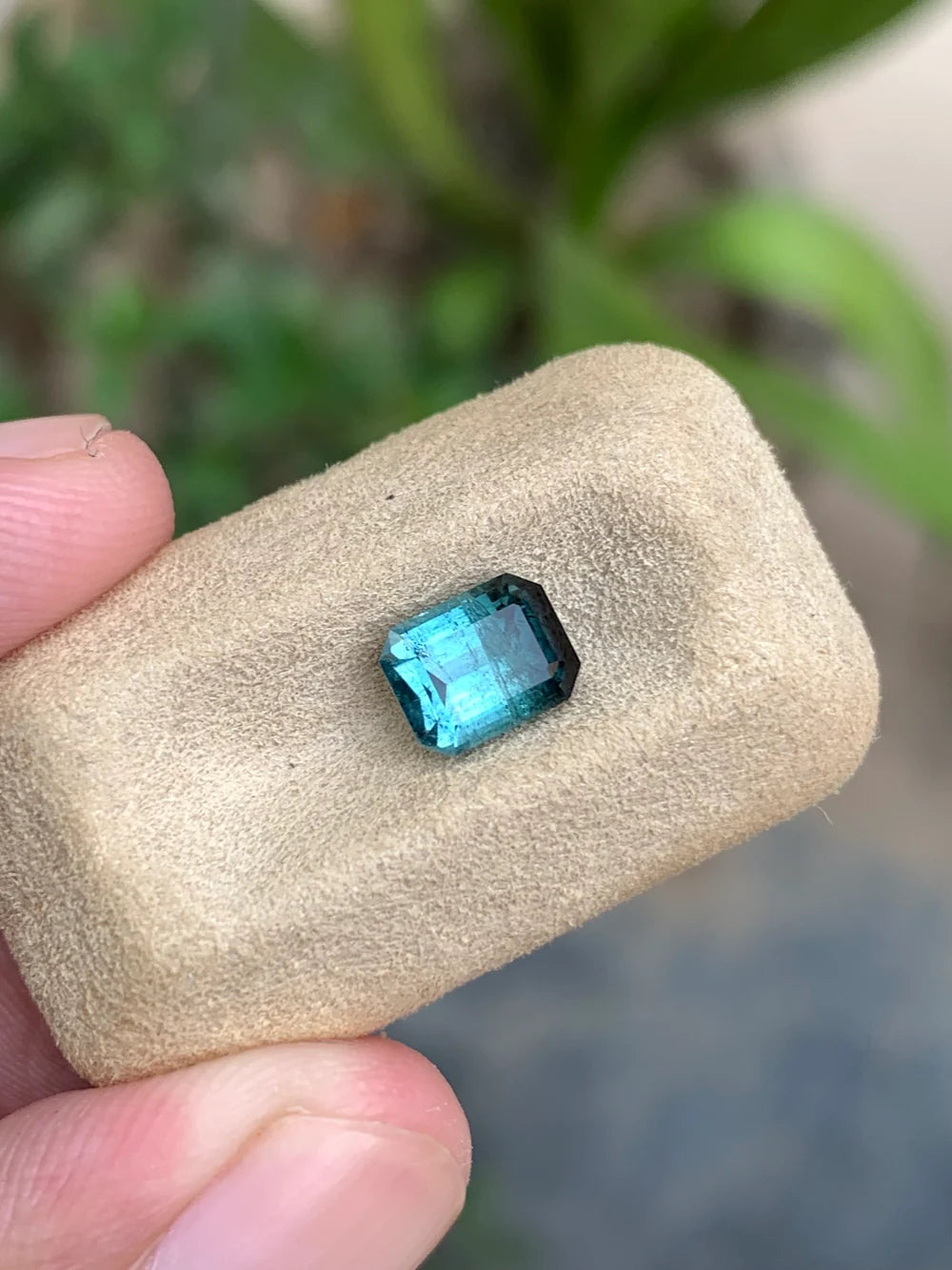 Natural Cushion Cut Black Blue Tourmaline gemstone