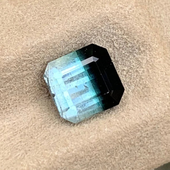 Untreated black and blue Emerald Cut Tourmaline