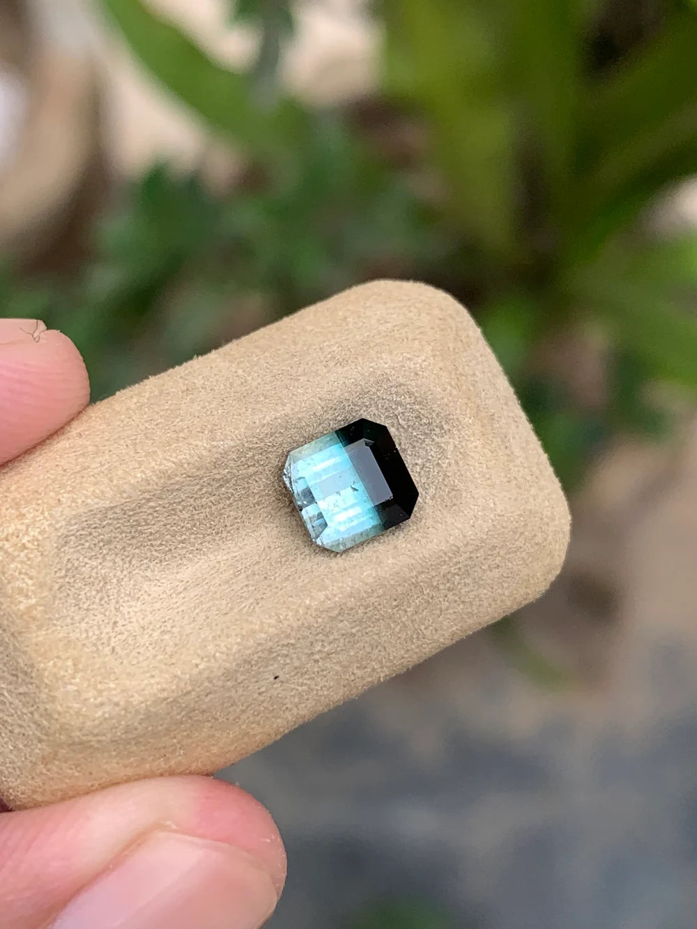 Natural Emerald Cut black blue Tourmaline gemstone