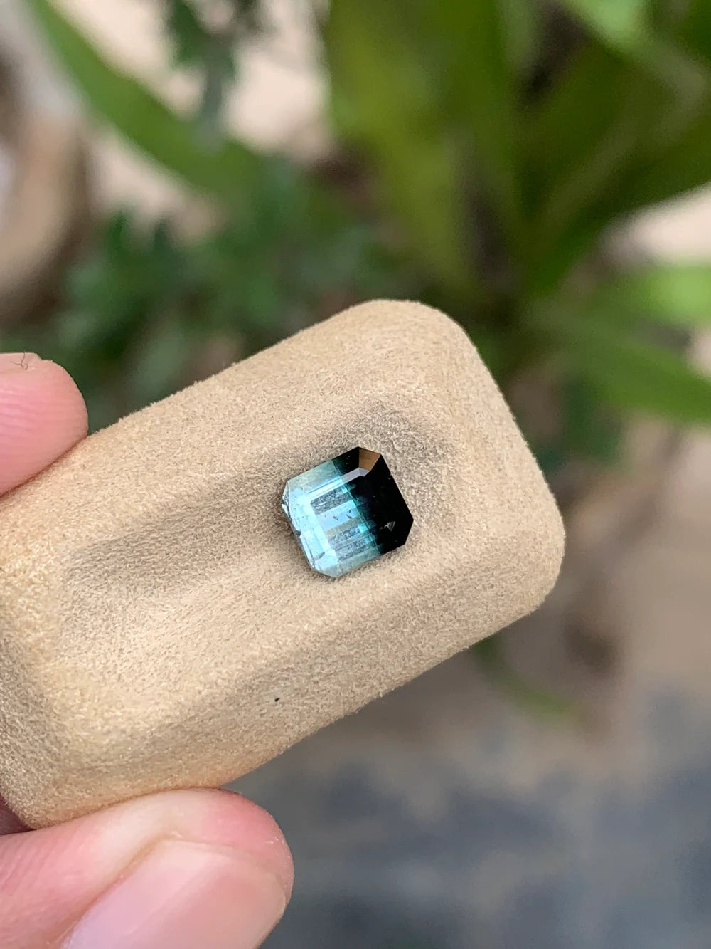 Natural Emerald Cut black blue Tourmaline gemstone