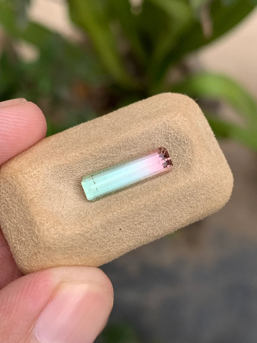 Green and pink Emerald Cut Watermelon Tourmaline