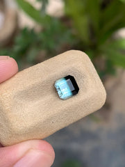 Untreated black and blue Emerald Cut Tourmaline