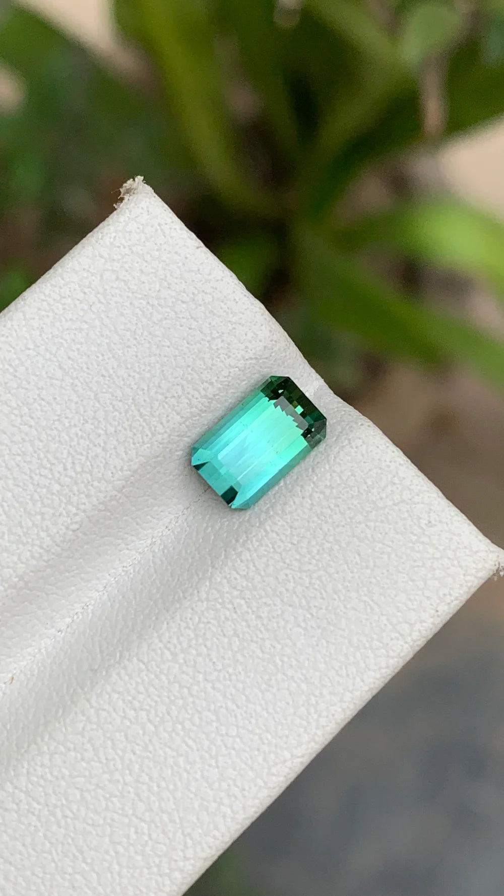 Natural blue green bicolor Tourmaline Emerald Cut
