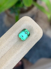 Cushion cut mint green Tourmaline measuring 7.5 × 5.9 × 4.9 mm