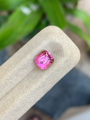 1.95 carat natural soft pink tourmaline cushion cut from Afghanistan
