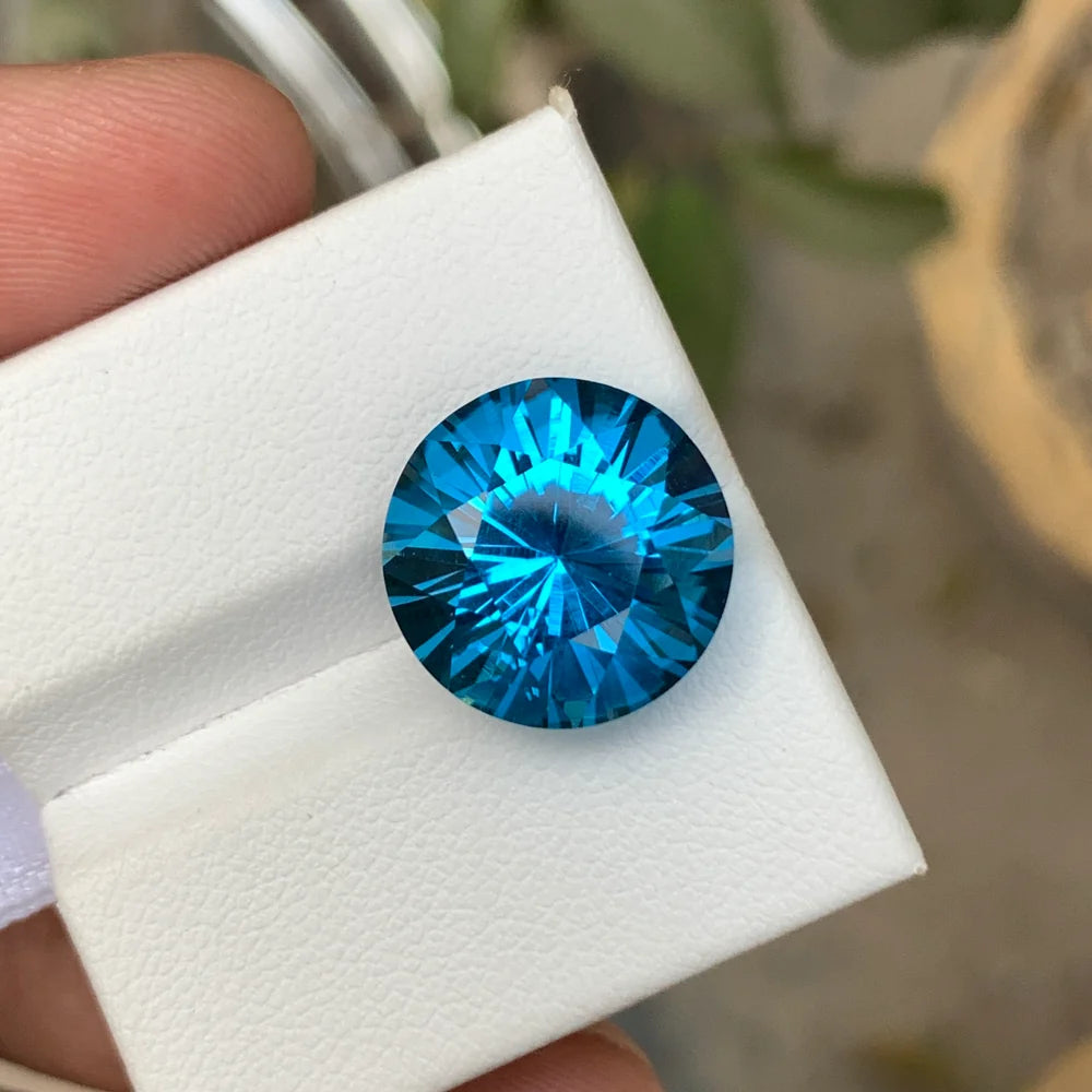 Diamond cut Brazilian blue topaz gemstone