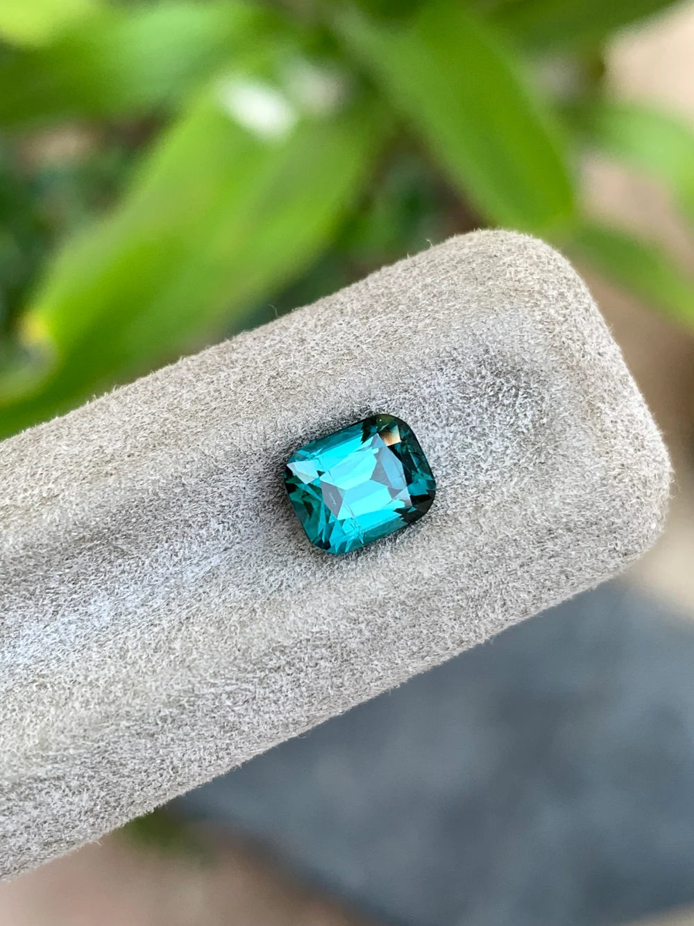 Natural 2 ct blue Tourmaline cushion cut for custom jewelry