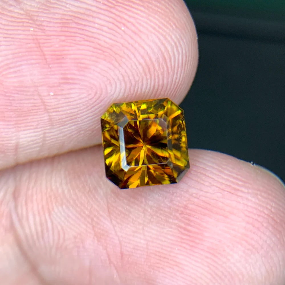 Natural Pakistani Sphene Titanite square cut gemstone