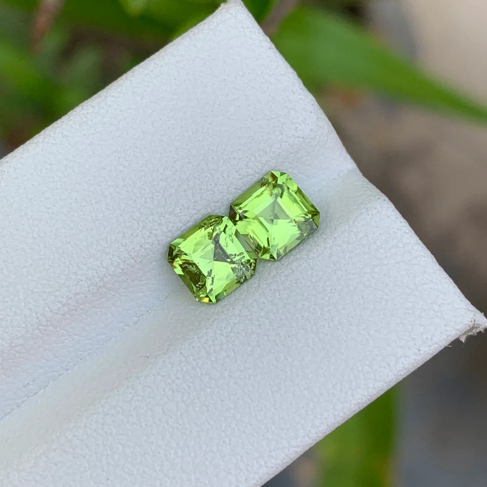 2.25 Ct Natural Peridot Pair – Square Cut Loose Gemstones