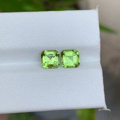 2.25 Ct Natural Peridot Pair – Square Cut Loose Gemstones
