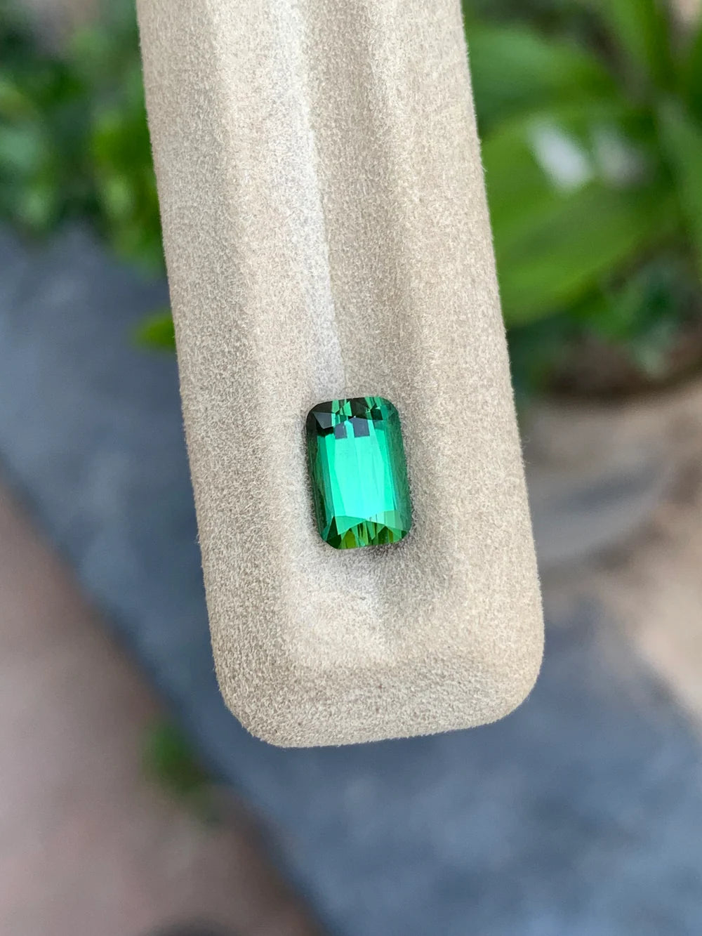 Bluish green tourmaline cushion cut loose gemstone