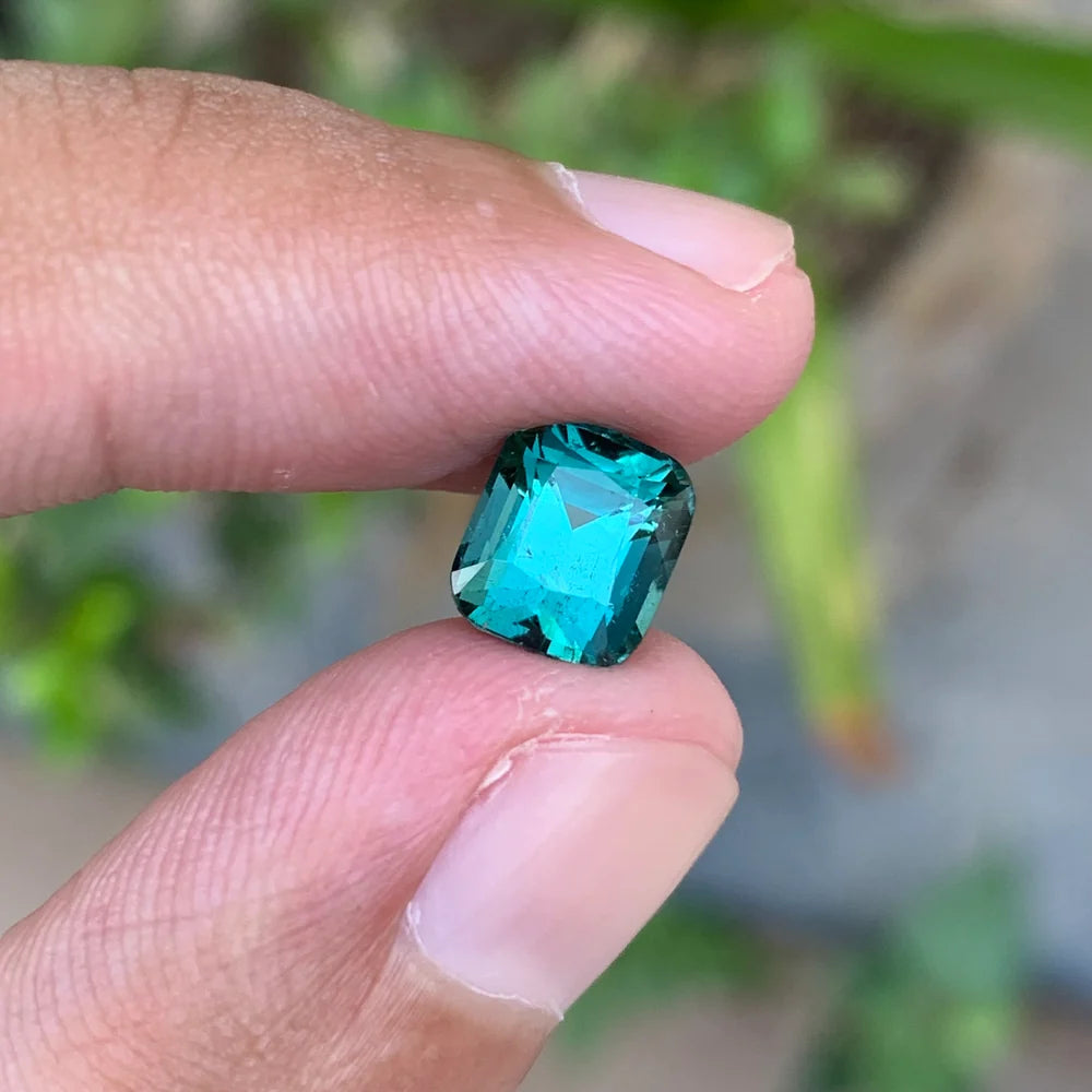 2.45 Carats Cushion Cut Natural Blue Tourmaline - Loose Afghan Gemstone For Jewelry